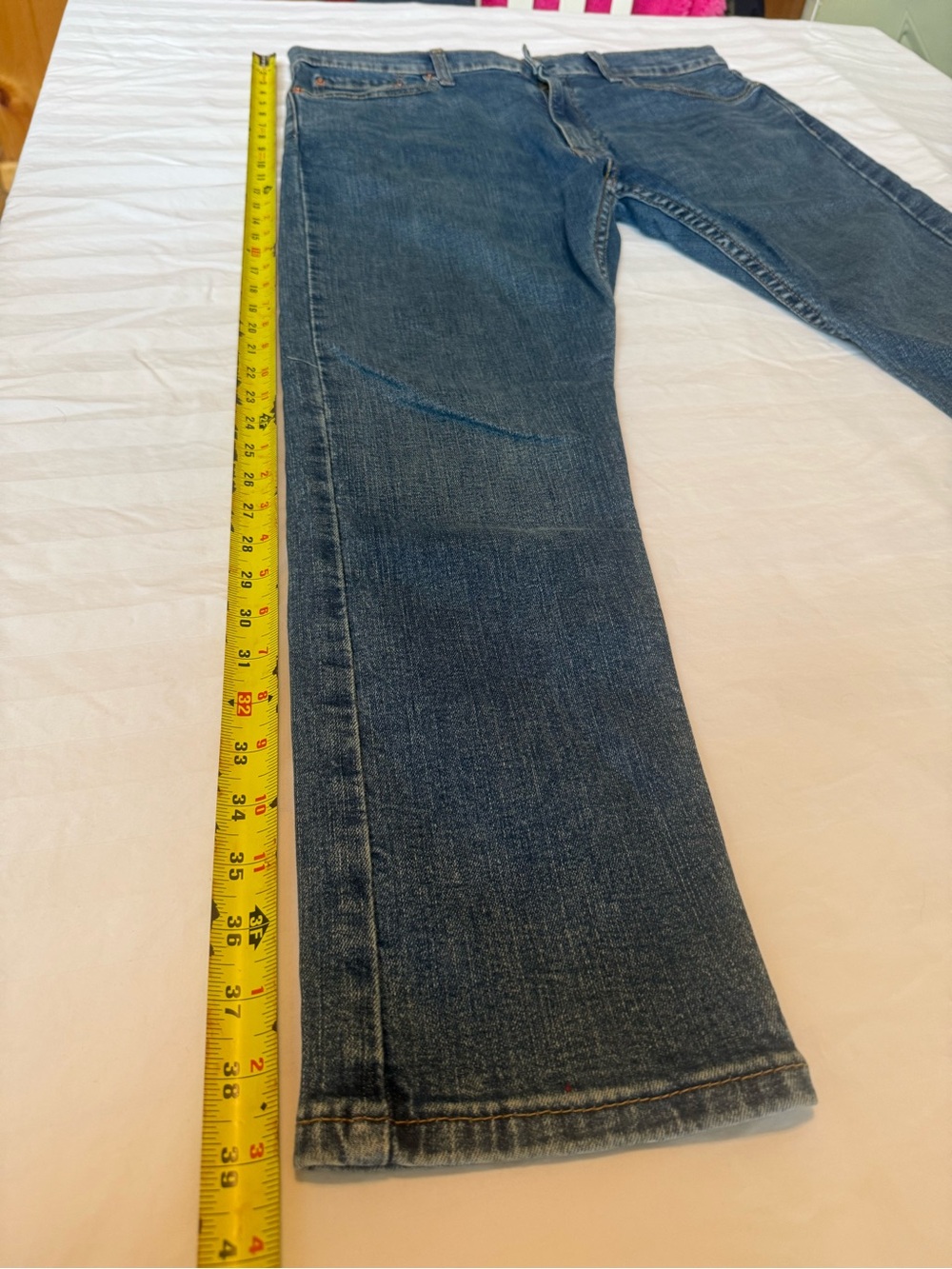 Levi's 512 Slim Straight Jeans in Medium Blue with Tan Patch Size 36 x 30 - Picture 5 of 11